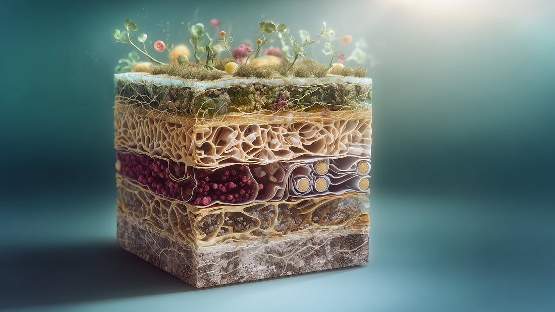 An image that displays the gut-skin-brain axis